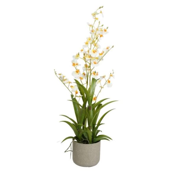 Selyemvirág orchides 2 ágú fehér 83cm